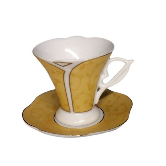 Set of 12 Demitasse Porcelain Cup and Saucer Expresso W/ Gift Box Gold Guilt - Picture 2 of 7